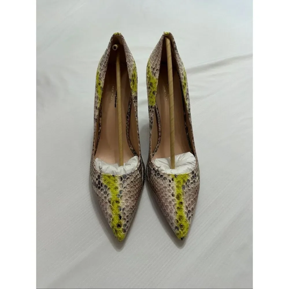 Kate Spade Valerie Lemon Sorbet Faux Pearlized Snake Heels Size 11 B New